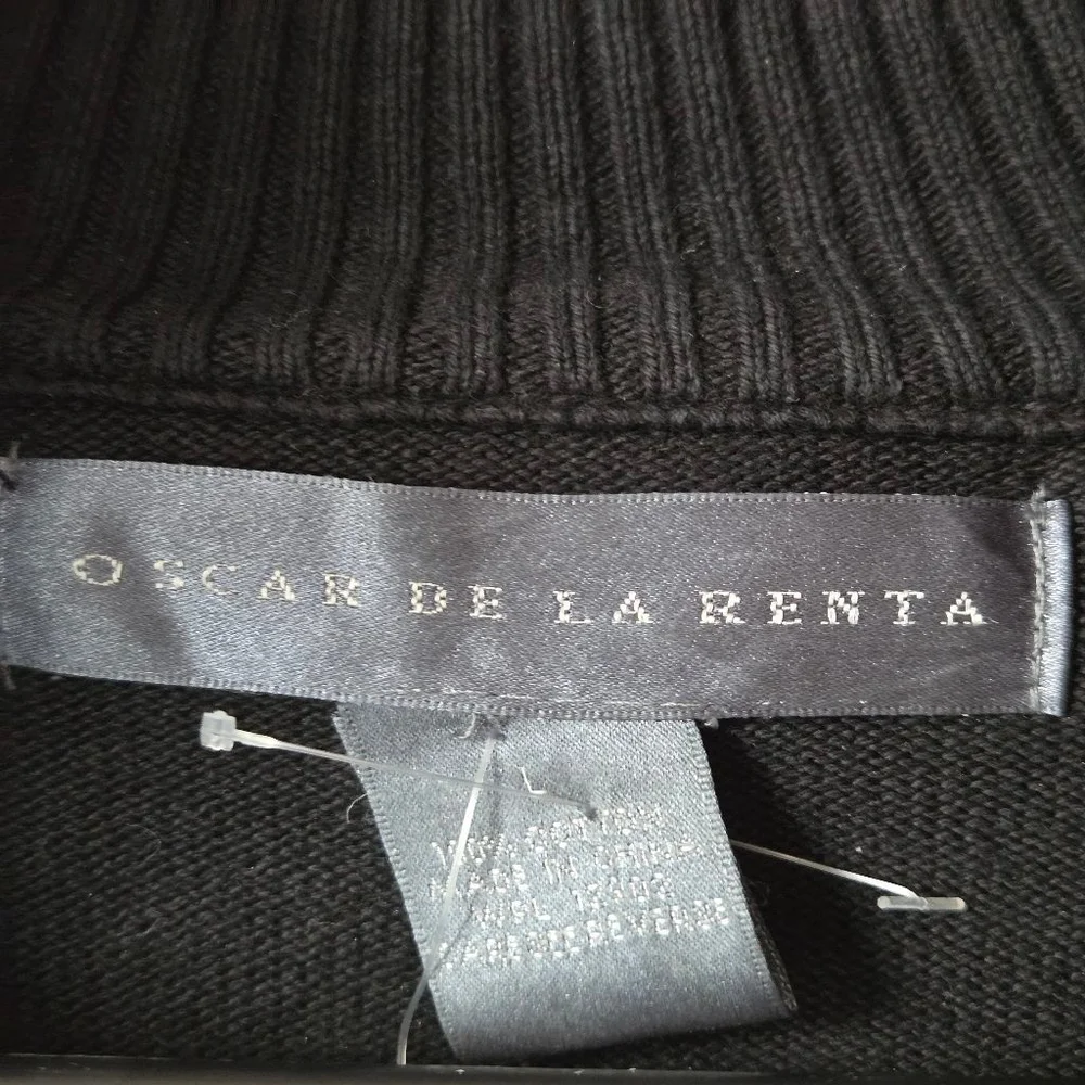 Men's Oscar de la Renta Black Zip Up Sweater L